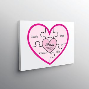 Star Online Personalised UV Printed Mothers Day Gift Heart Shaped Puzzle Photo on a Canvas 25 x 20 CM (Puzzle, 25.4 cm x 20.3cm)