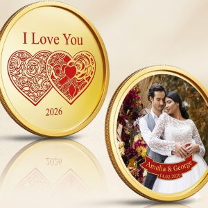 Personalised Valentines Photo Gold Coin For Him