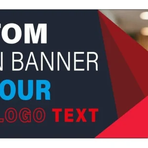 A large, high-quality heavy-duty UPVC vinyl banner featuring a custom business logo and vibrant photo print with reinforced metal eyelets.