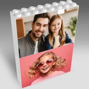 Custom personalised building block jigsaw puzzle featuring a high-resolution family photo printed across multiple interlocking blocks.