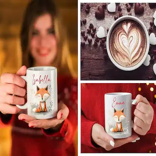 personalised Christmas fox mug personalised Christmas fox mug