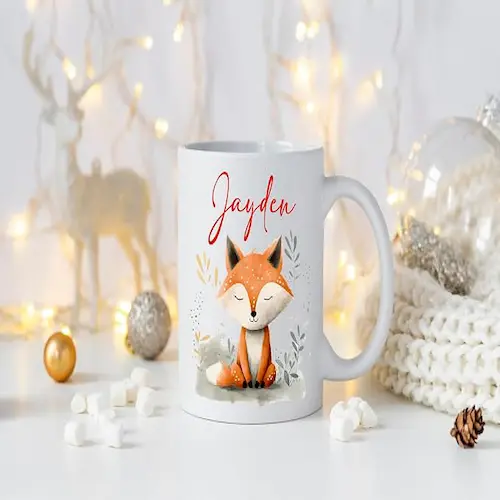 personalised Christmas fox mug personalised Christmas fox mug