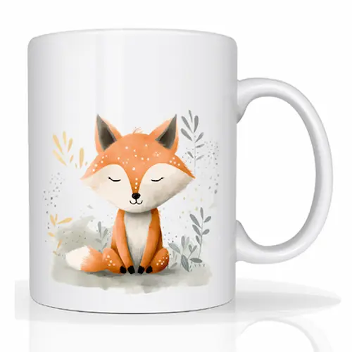 Personalised Christmas Fox Mug – Custom Name Cute Ceramic Coffee Cup