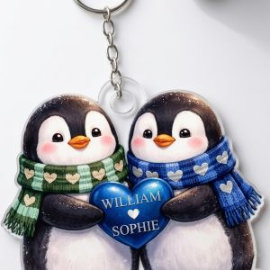 Personalised Penguin Couple Keyring