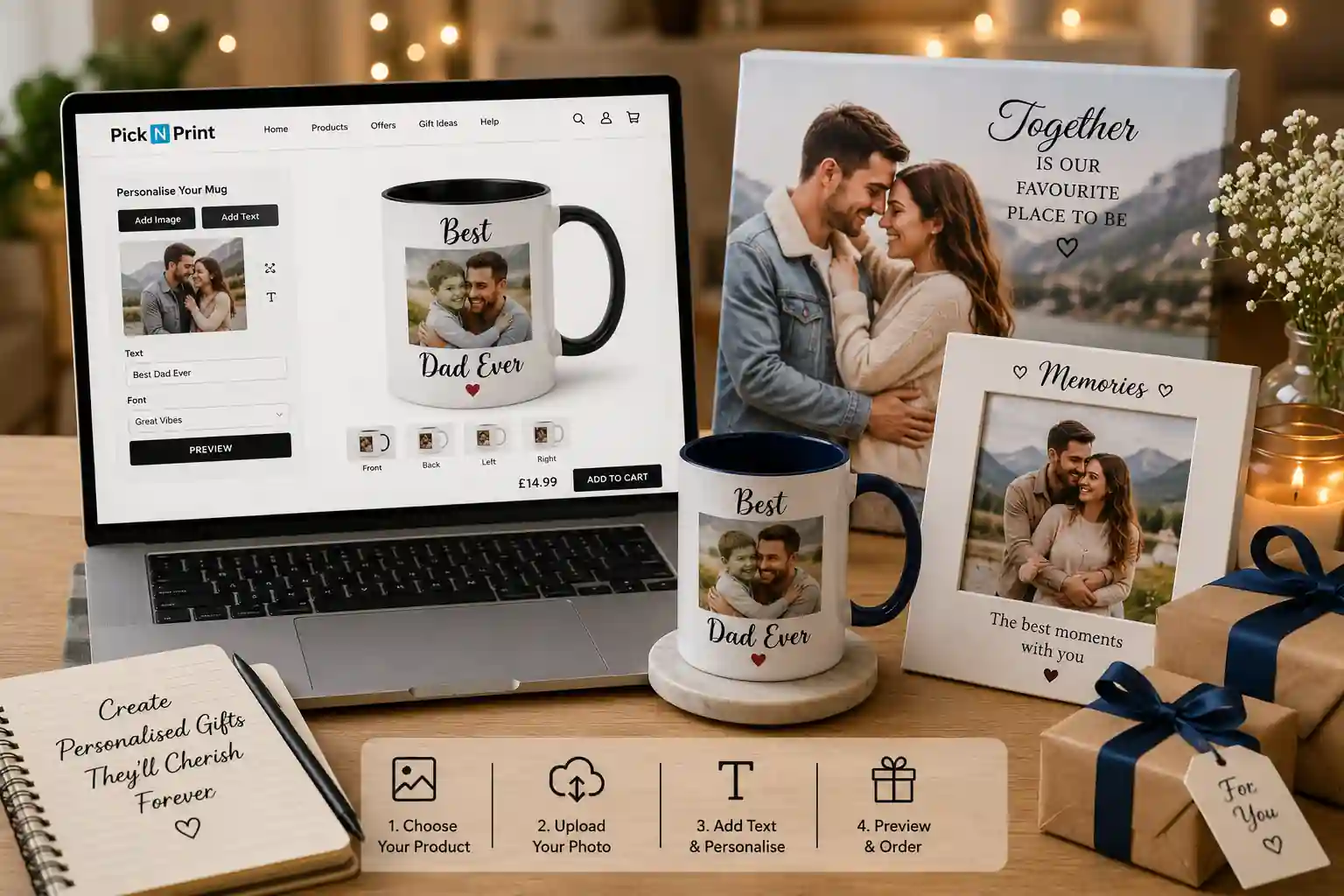 How to personalise gifts online UK with photo mugs, canvas prints and photo frames