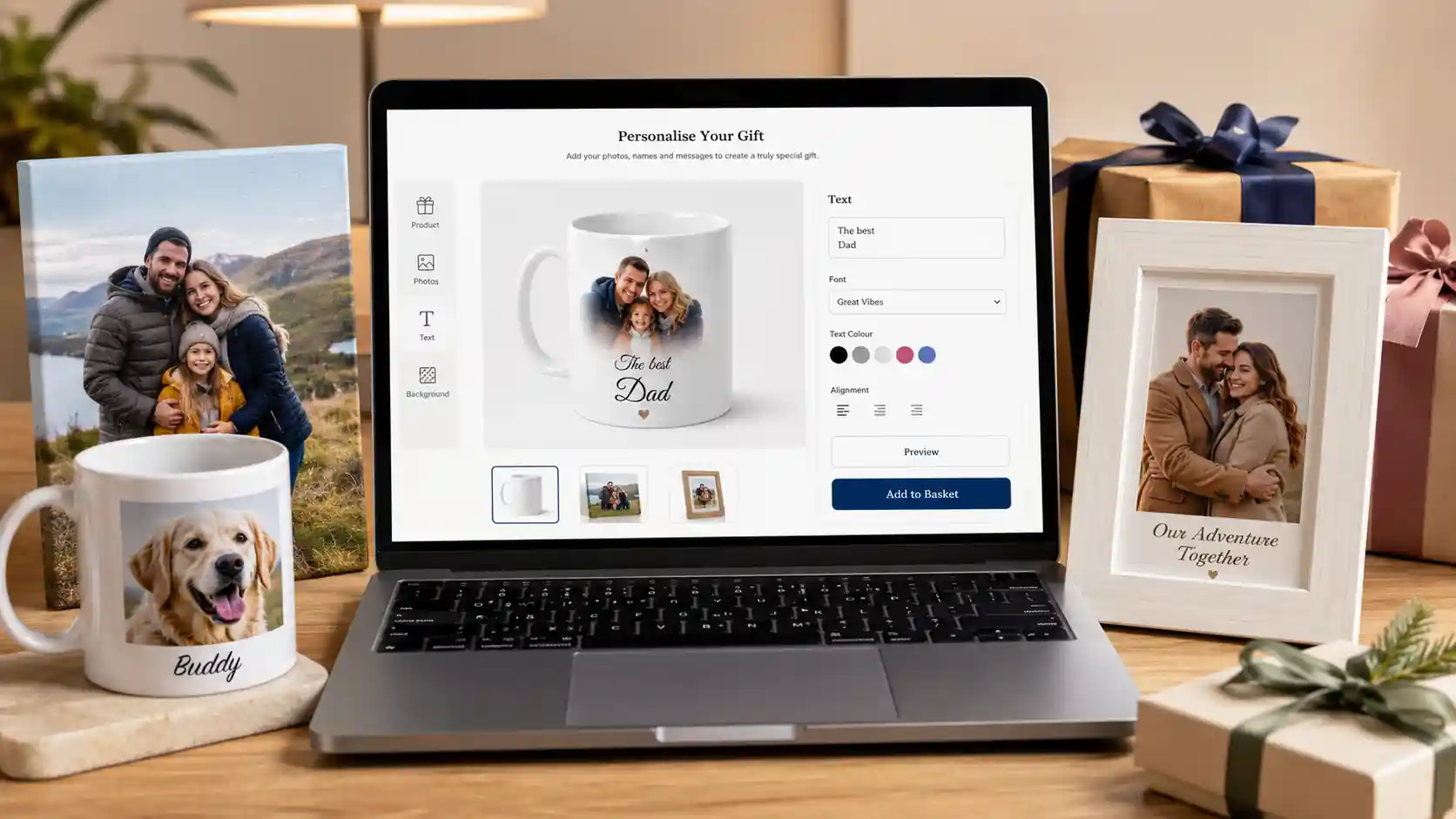 How to personalise gifts online UK with photo mugs, canvas prints and photo frames